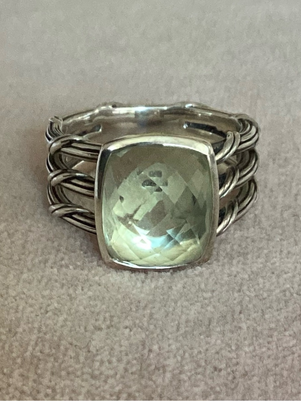Peter Thomas Roth Prasiolite Cushion-Cut Gemstone Triple Band Ring